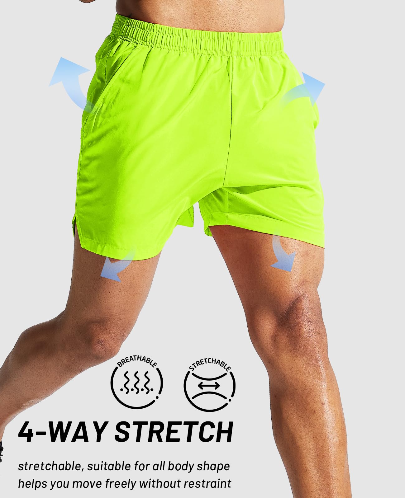 MIER Pantaloncini da corsa da uomo da 12,7 cm, con tasche, ad asciugatura rapida, leggeri, pantaloncini da allenamento in palestra, elastico in vita
