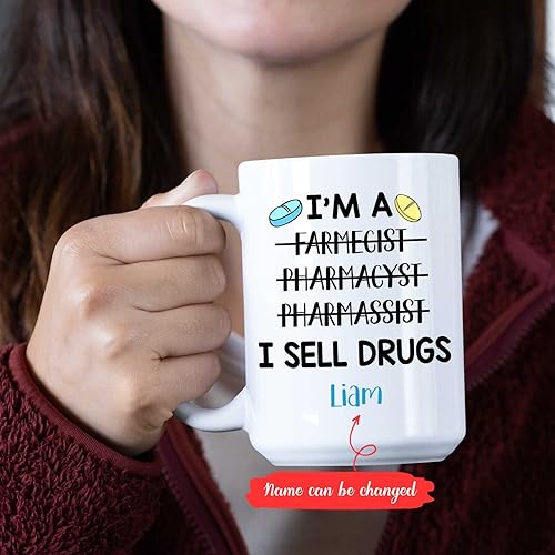 Miniatura 2 de Taza de farmacéutico personalizada, taza con texto en inglés "I Sell Drugs Mug I Sell Drugs Cup, Custom Pharmacheist", Taza de café farmacéutico,