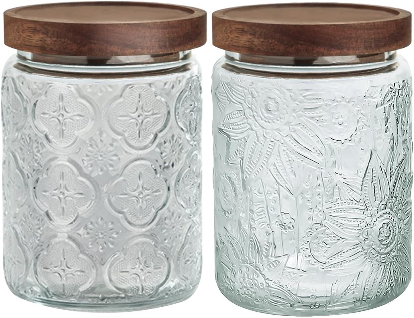 CEJGXOZ Vintage Glass Storage Jar, 2 Pack 24oz Glass Food Storage