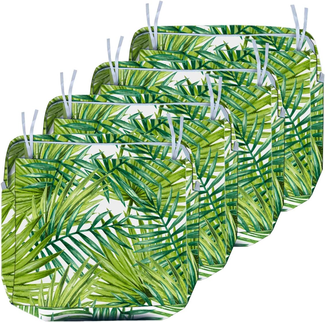 Patio Cushion Covers 4 Pack Outdoor Deep Seat Patio Chair Cushion Cover Water Resistant Patio Cushion Slipcover Replacement 22x20 x4 Inches (Tropical Leaves 3) Tropical Leaves 3 22 Inchx20 Inchx4 Inch(4 Pack)