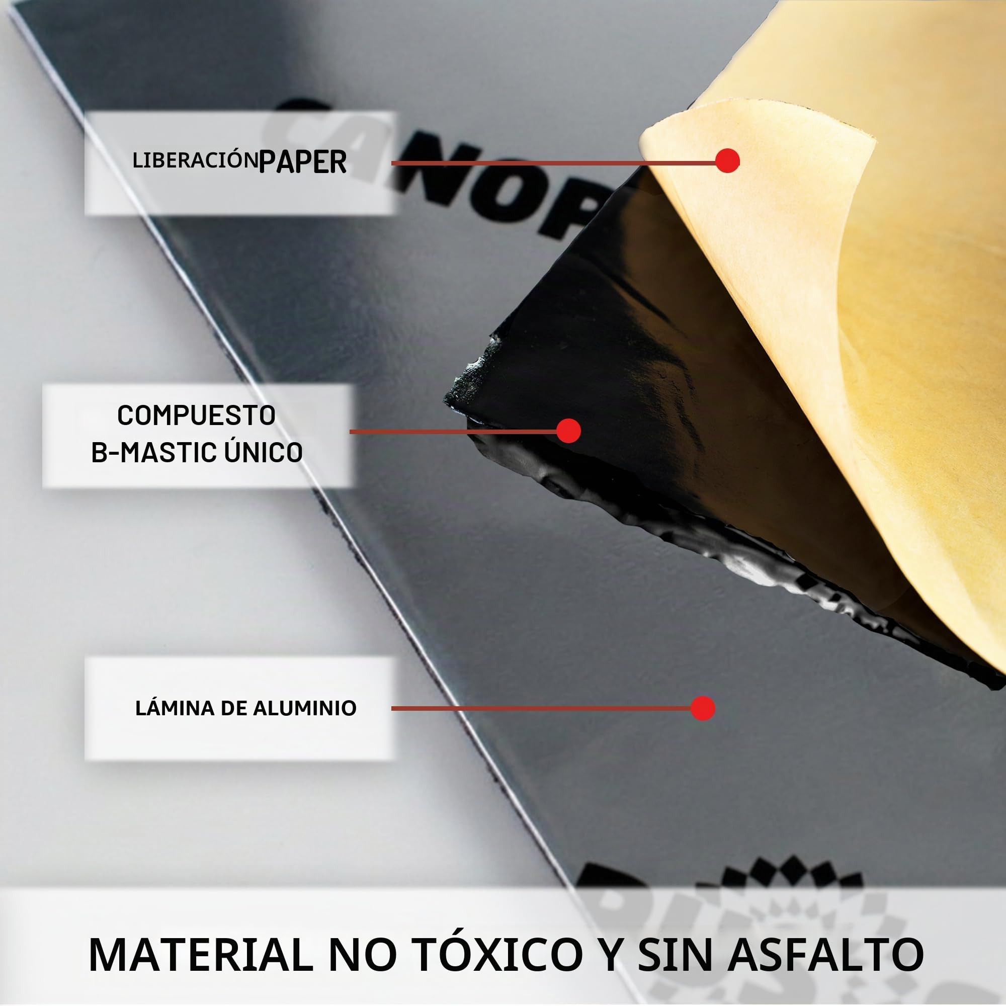 CANOPUS Profesional Autoadhesivo Tapete de Amortiguación de Sonido de Butilo, Grosor 1.3mm, 10sqft, Paquete de 10 hojas, Aislante Acustico Coche, Insonorizacion Coche, Butyl Sound Deadening Mat, Plata