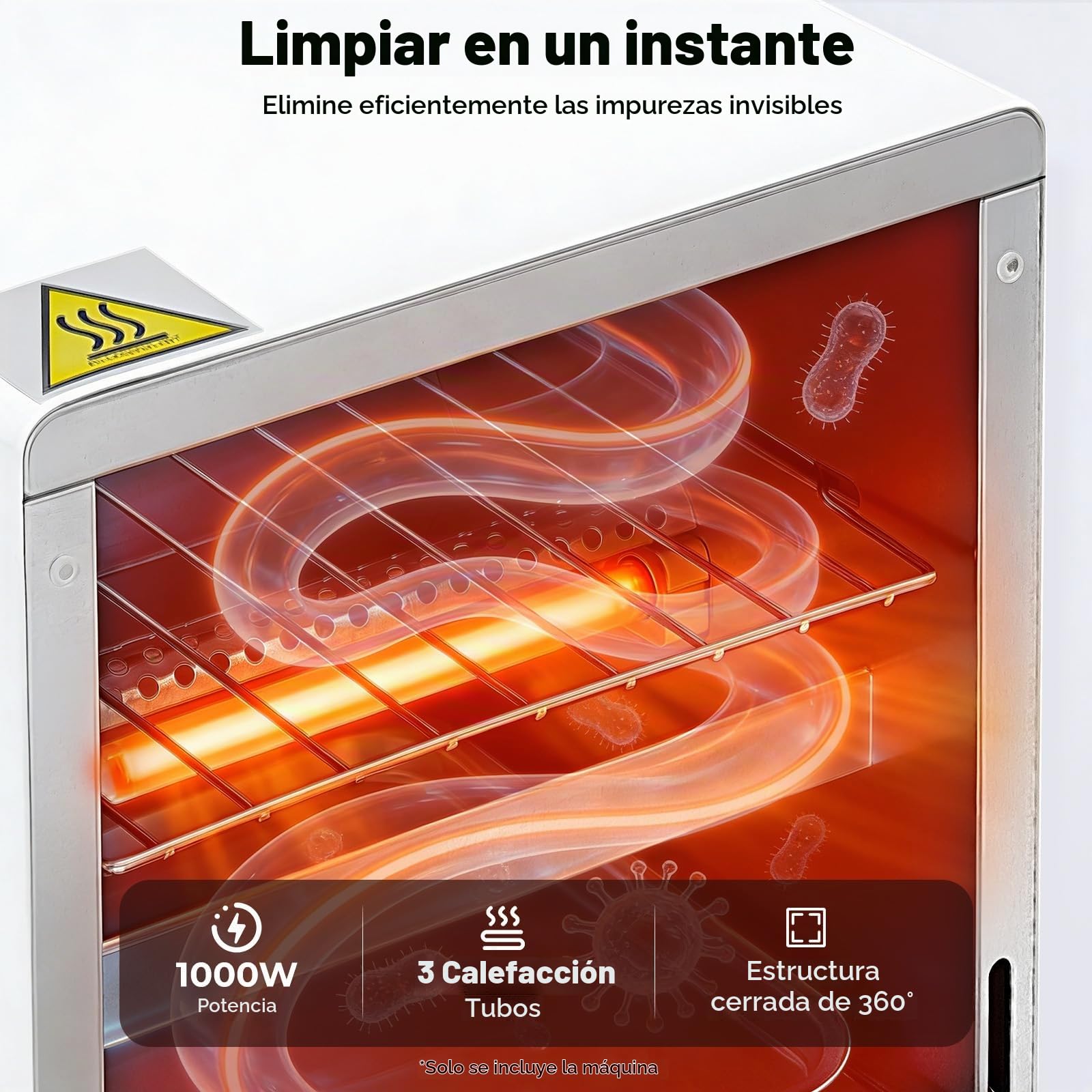 Esterilizador de alta temperatura de 1000 W, esterilizador de aire caliente de 12 L, caja de desinfección por infrarrojos a 250 °C con temporizador, esterilizador de calor seco con bandeja para