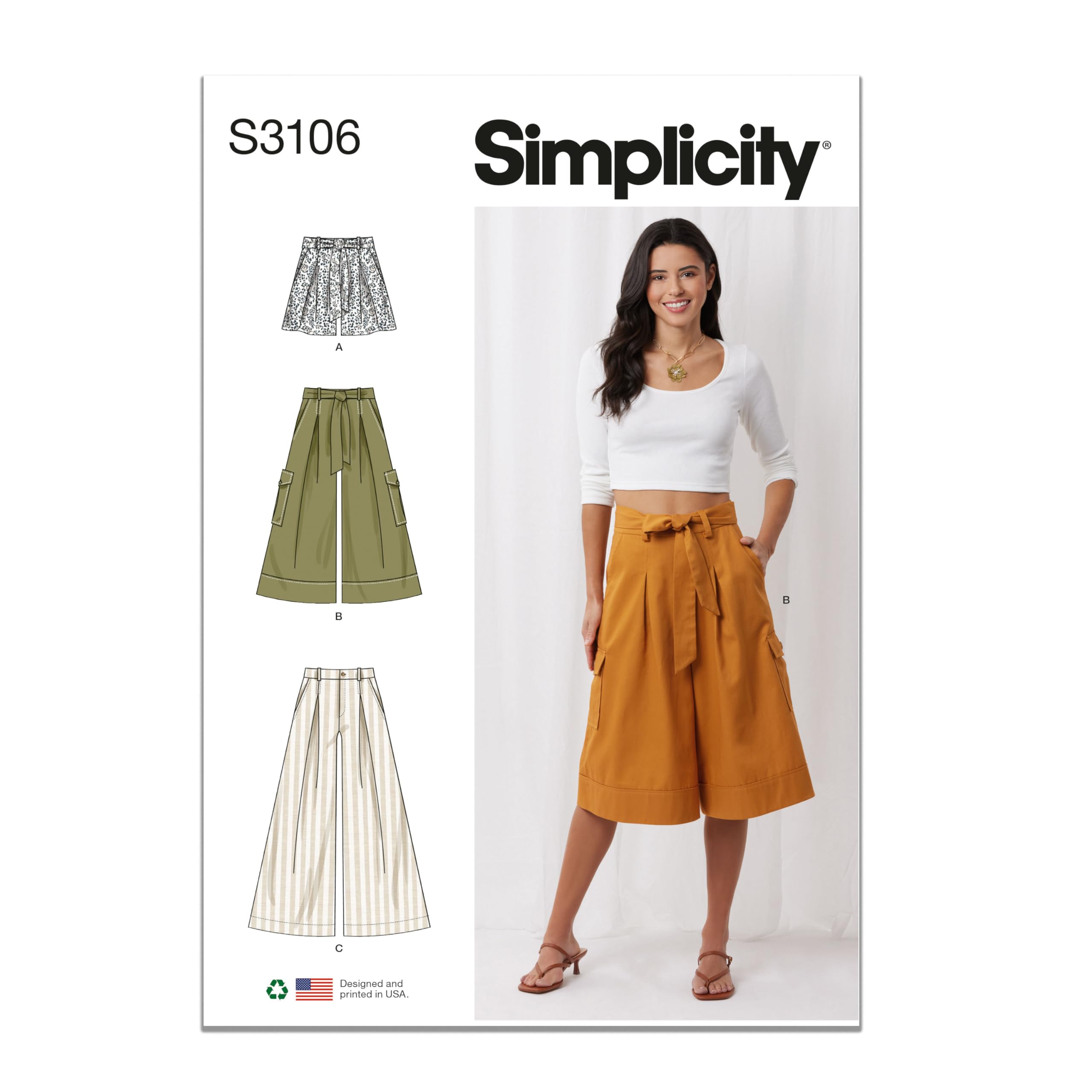 Patron vêtement femme Simplicity SS3106H5 pour réussir son premier pantalon ceinturé