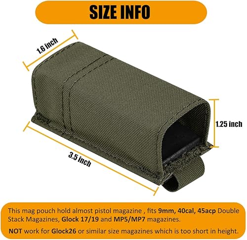 Miniatura 7 de KRYDEX Bolsa de pistola soladoble Mag, bolsa de nylon 0.354 in para revista con inserto de bolsa de revista de liberación rápida