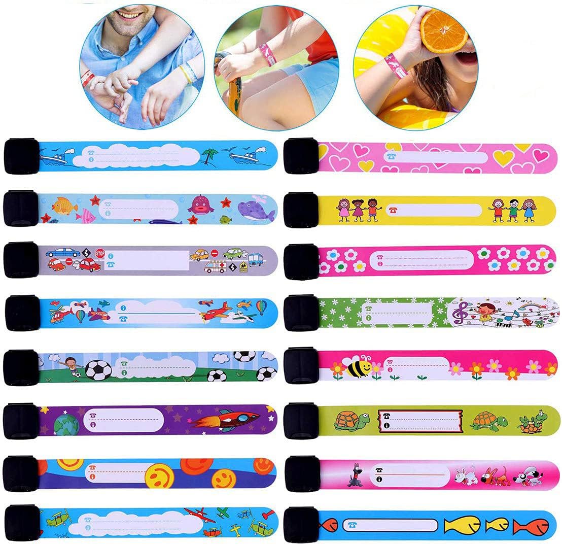 Safety ID Wristbands,16 PCS Anti Lost ID Wristband Children Safety ID Wristband Reusable