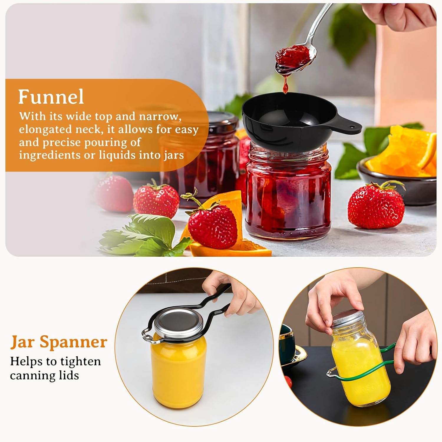 7-Piece Canning Supplies Starter Kit with Rack, Jar Lifter, Tongs, Funnel, Magnetic Lid Lifter, Bubble Popper, and Jar Spanner