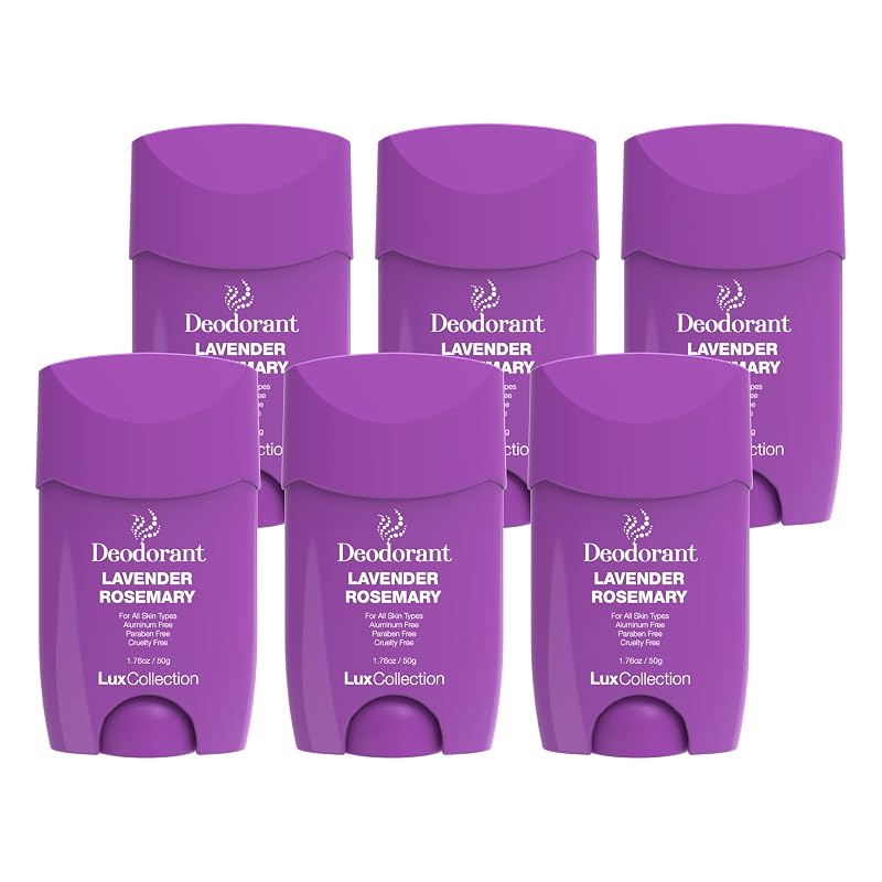 Desodorante Lux Collection sem alumínio com fragrância Lavender Rosemary, Pacote com 6