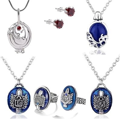 8 Set Replace The Vampire Daywalking Katherine Sapphire Crystal Pendant Necklaces Ring Earrings Movie Jewelry Set Cosplay For Fans