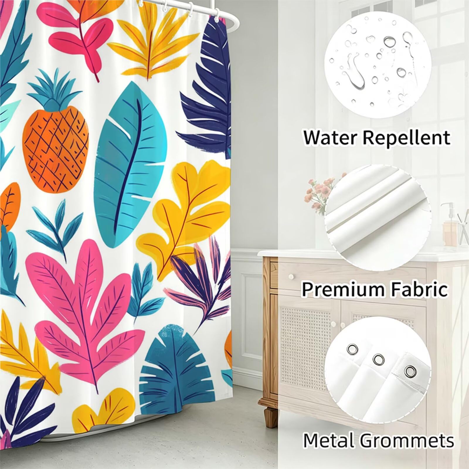 Verde salvia Tenda Doccia, Tenda per Doccia Tessuto Poliestere Impermeabile Asciugatura Rapida con 12 Anelli, Tende Finestra Bagno e Vasca Pieghevole per Angolare Casa Shower Curtain fiore J-521
