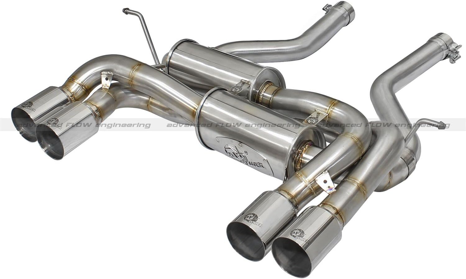 aFe Power 49-36324-P Exhaust System (AB; BMW M3/M4 2015 L6-3.0L (tt) SS-304 Pol-Quad)