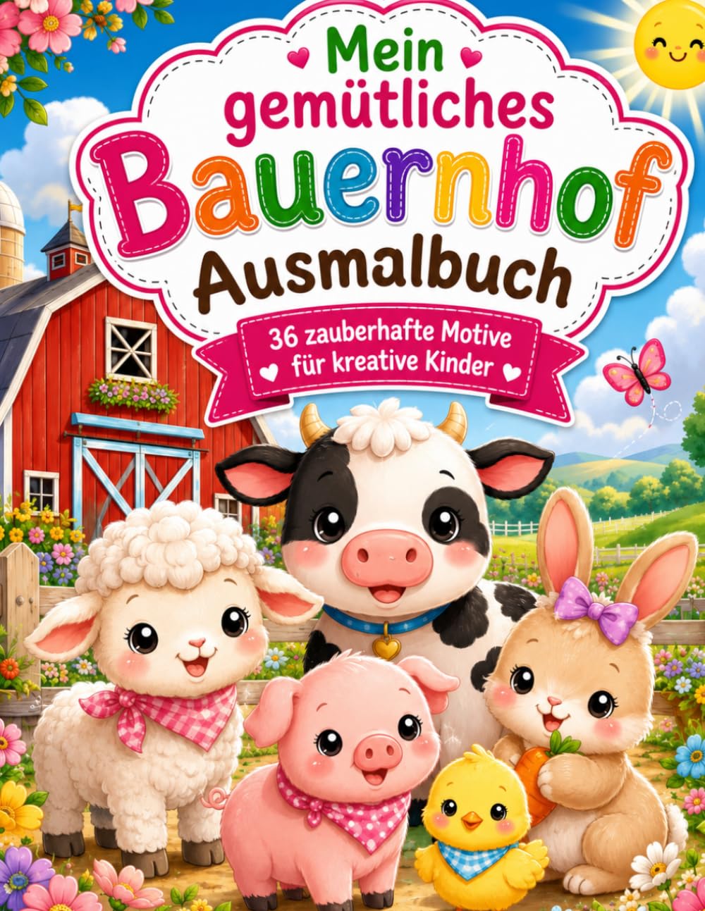 Mein gemütliches Bauernhof-Ausmalbuch: 36 süße Bauernhof-Motive für Kinder ab 4 Jahren