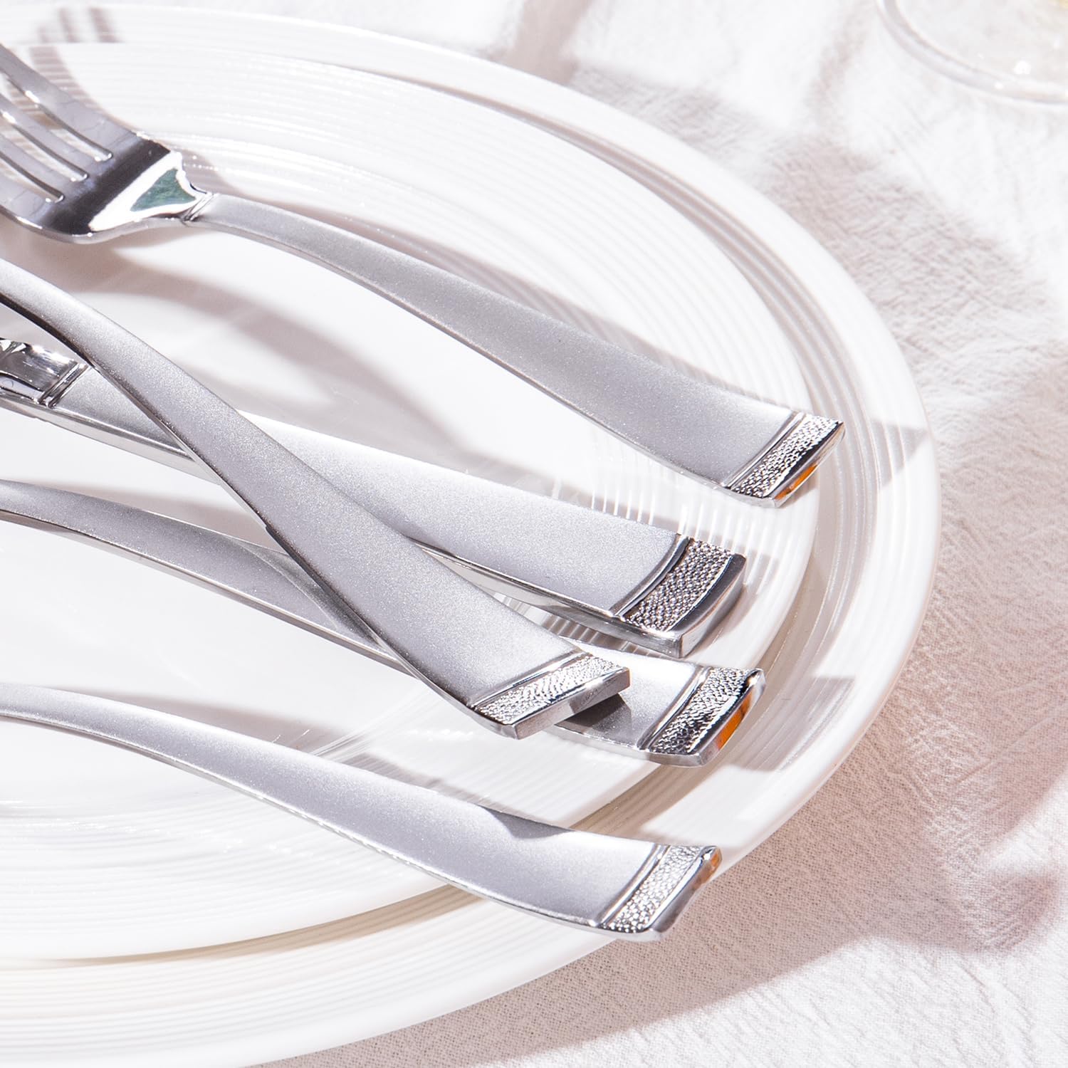 HIKAA 20PCS Matte Handle Silverware Set for 4, Stainless Steel Flatware Set, Modern Design Cutlery Set for Home/Hotel/Wedding, Dishwasher Safe 20 PCS image 4 of 7 B0DP9MZCLS