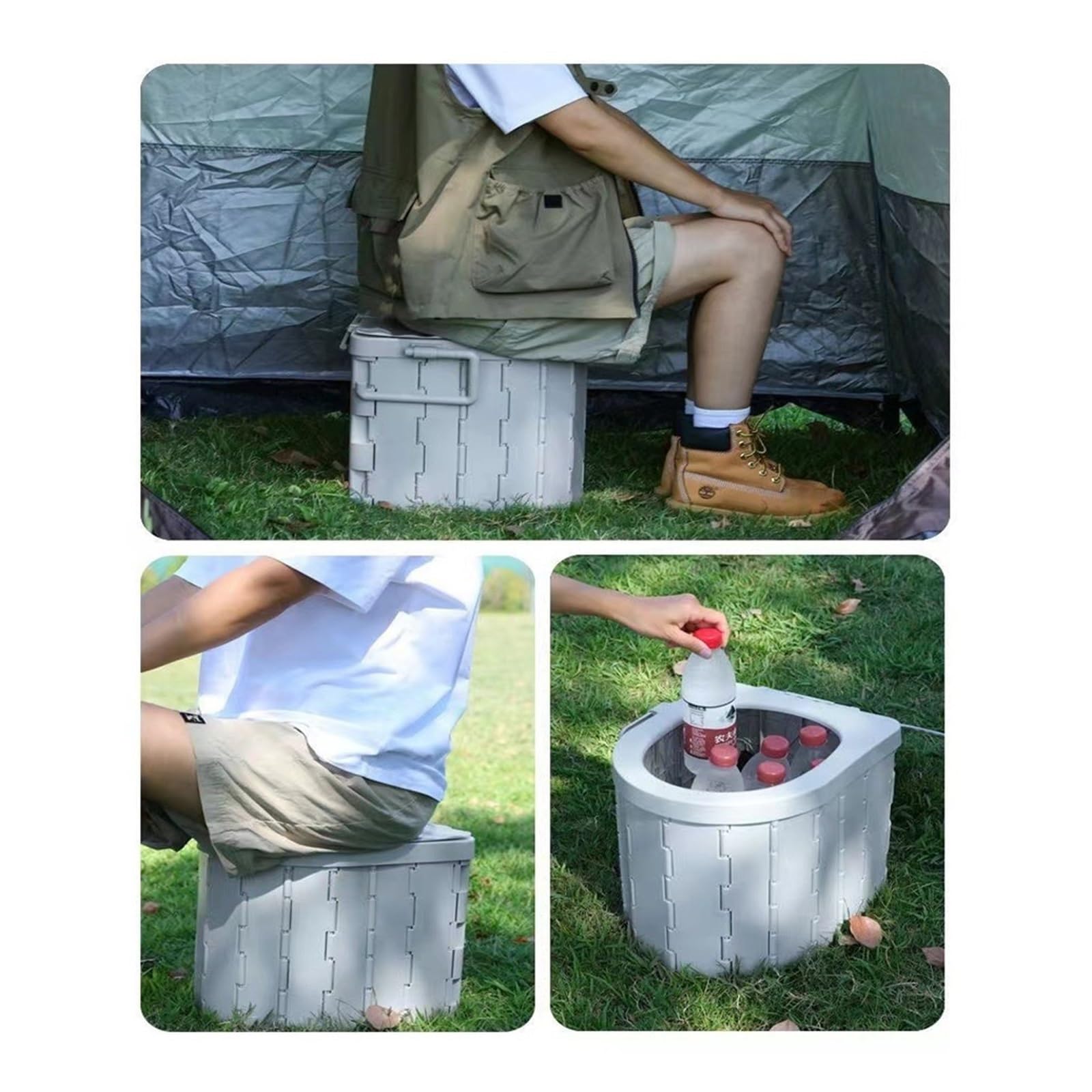Inodoro Plegable Asiento de Inodoro Plegable portátil con Tapa, for emergencias, for Coche, Camping