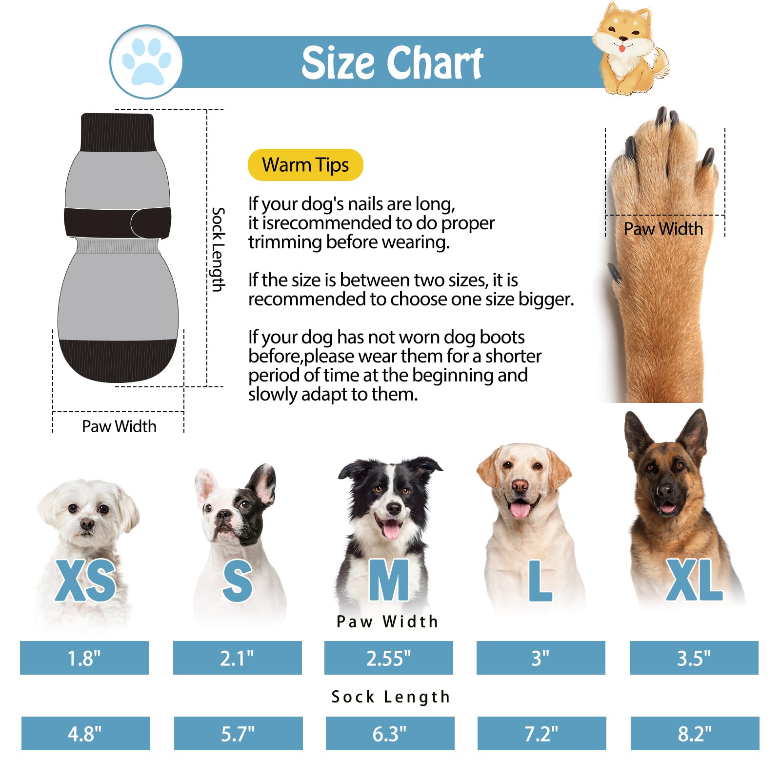 SCENEREAL Doppelseitige Anti-Rutsch-Hundesocken, Hundeschuhe für heiße/kalte Gehwege, 3 Paar rutschfeste Pfotenschutz für den Innenbereich für kleine, mittelgroße und große alte Hunde, verhindern