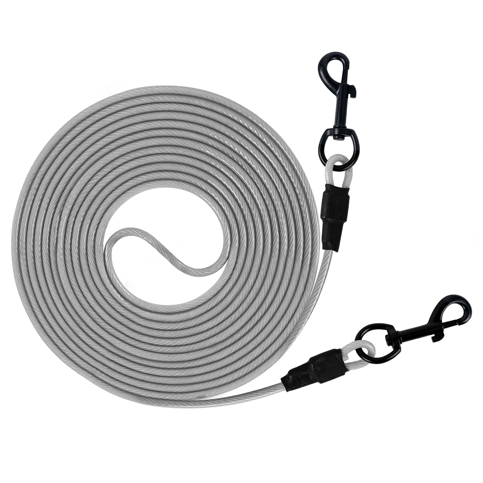 Betmaypet Dog Tie Out Cable for Small Breed Puppy- 10/20/30/40 FT Long Steel Wire Leash (Silver, 30FT)