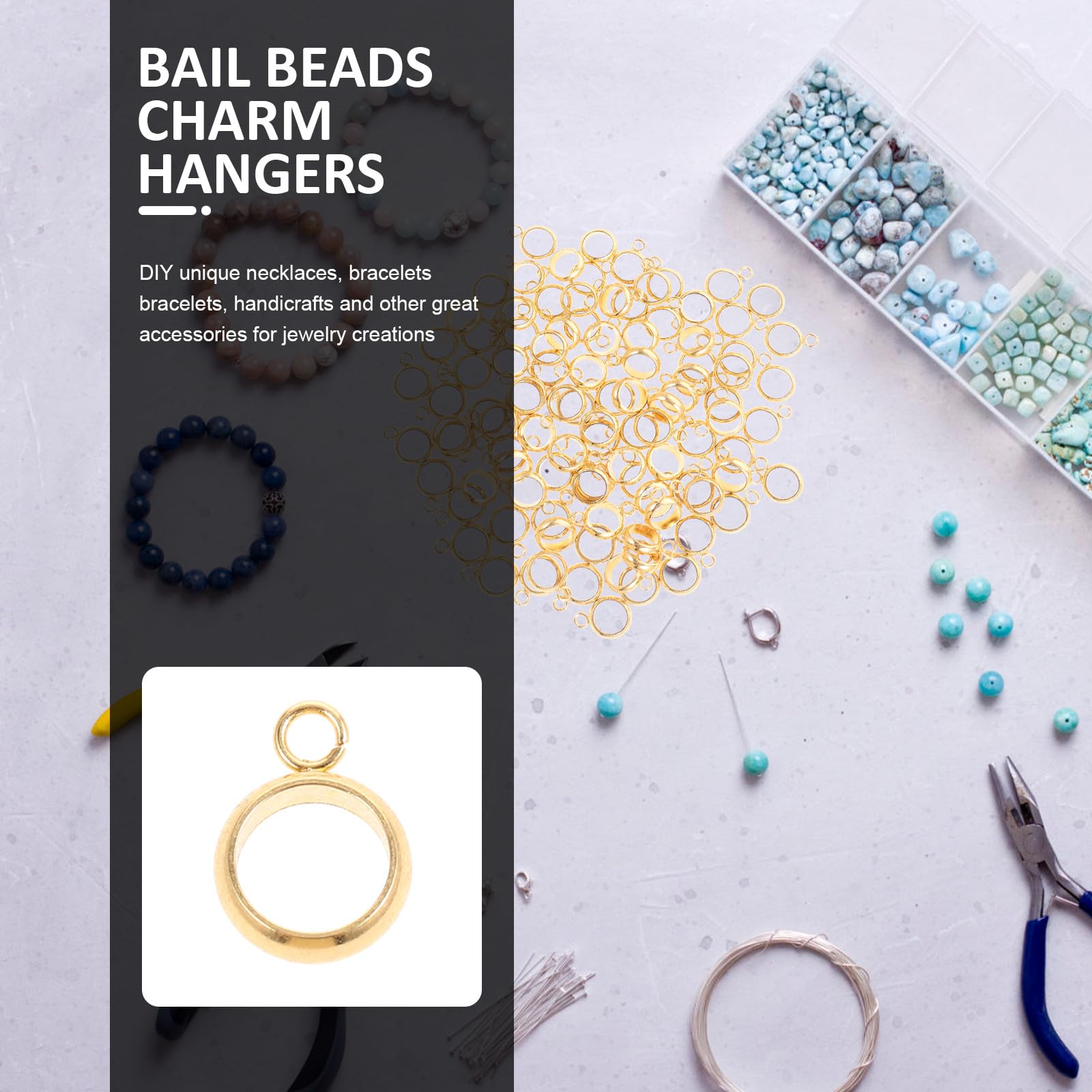 Artibetter 100 Cuentas para Hacer Pulseras de Acero Inoxidable Dorado, Ligeras y Portátiles, Ideales para Creaciones de Joyería y Manualidades