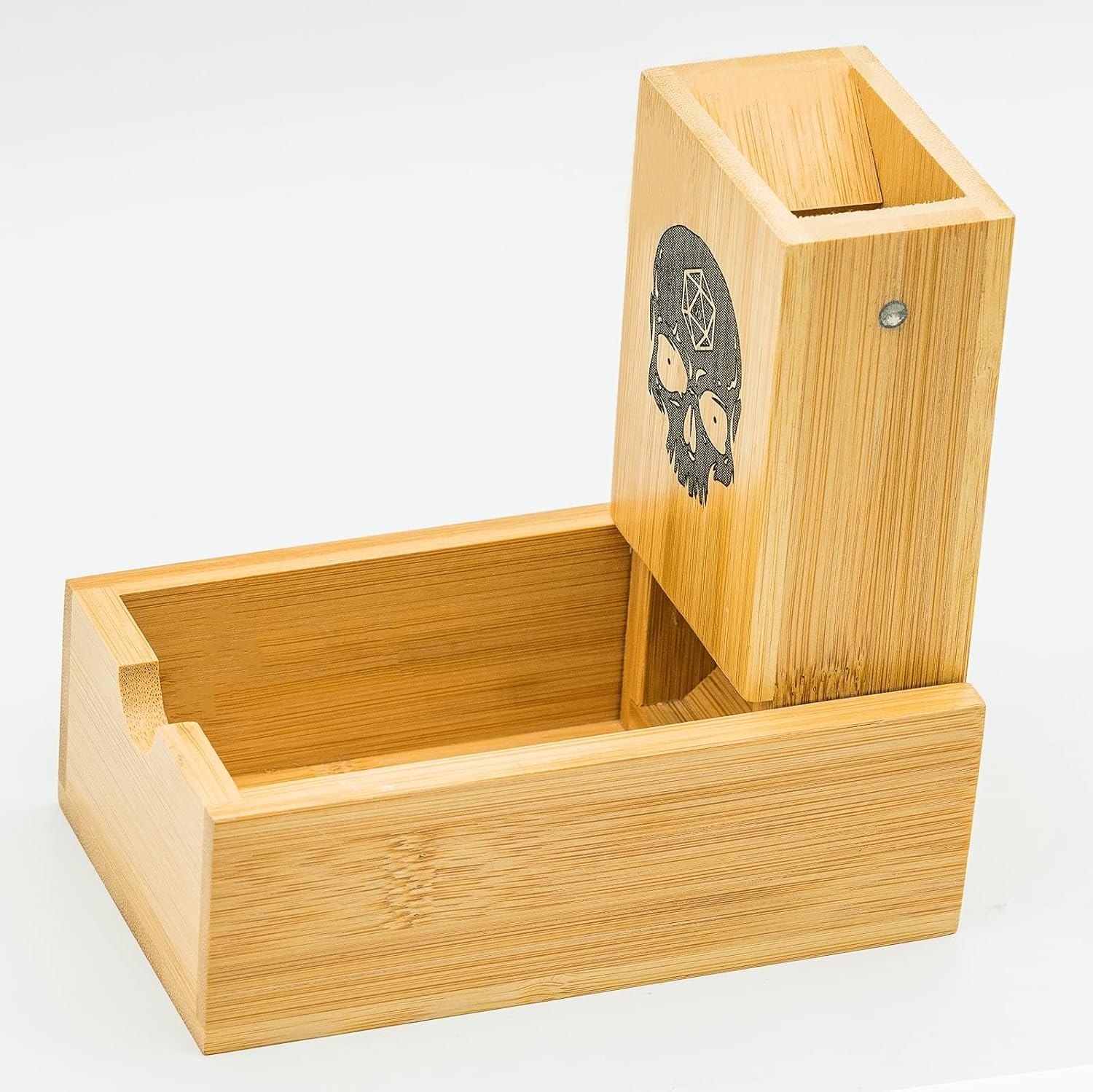 Cusdie Bamboo Dice Tower Foldable Wooden Die Roller Castle Rolling Case for Board Game, D&D, RPG(No Logo)