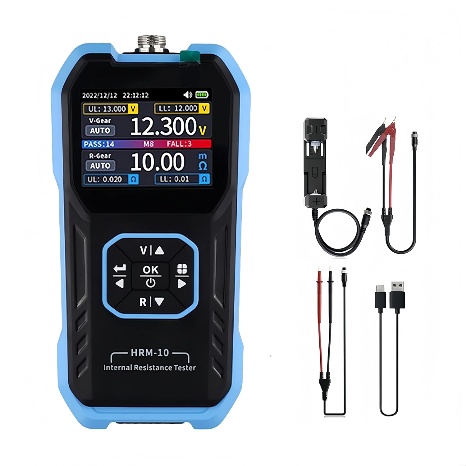 HRM-10 Voltage Internal Resistance Battery Tester, Automatic Battery Voltage Meter, TFT High-Definition Screen Car Battery Tester, 100V 200Ω, Digital Battery Analyzer