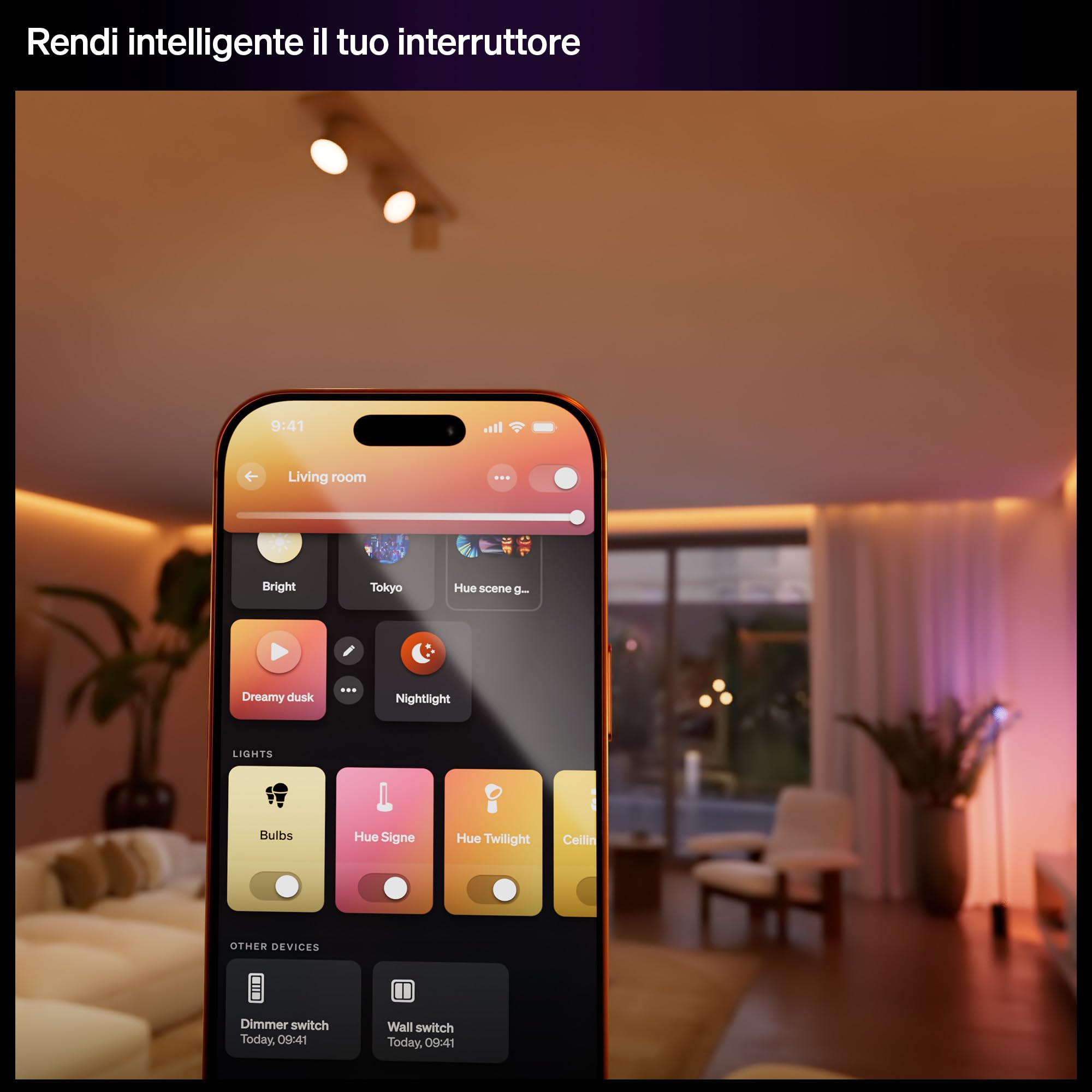 Philips Hue Interruttore a Muro Cablato, 2 Pezzi, Controllo Luci Hue, Comandi Personalizzati, Senza Batterie, Connessione Affidabile, App, Comandi Vocali, Funziona con Apple Home, Google Home, Alexa