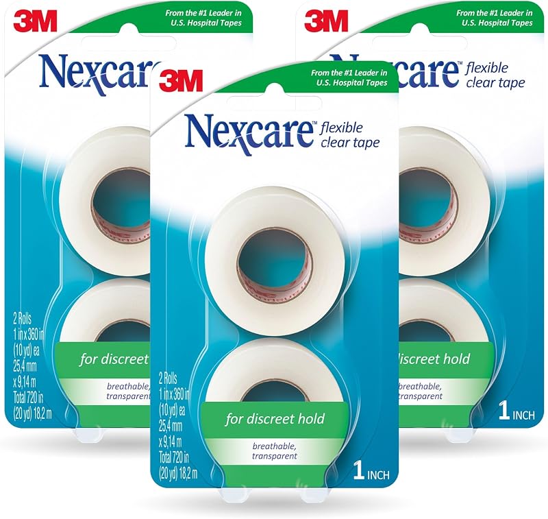 Flexible Clear Tape, 1 in x 10 yds, 6 Rolls