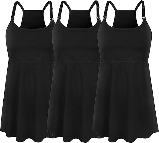 SUIEK Women's Nursing Tank Tops Maternity Cami with Shelf Bra Cotton