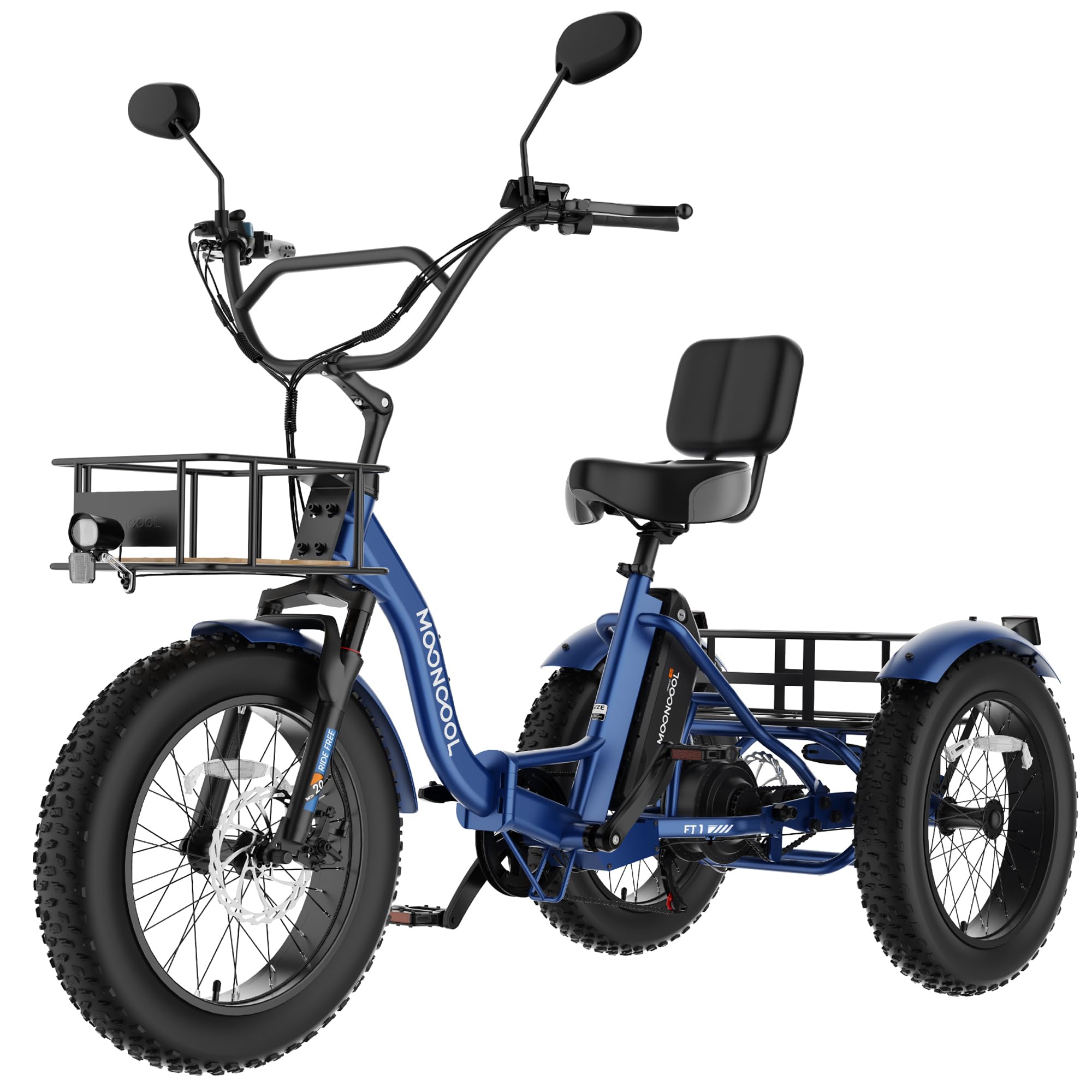 MOONCOOL Electric Tricycle for Adults, Fat Tire Folding Electric Trike