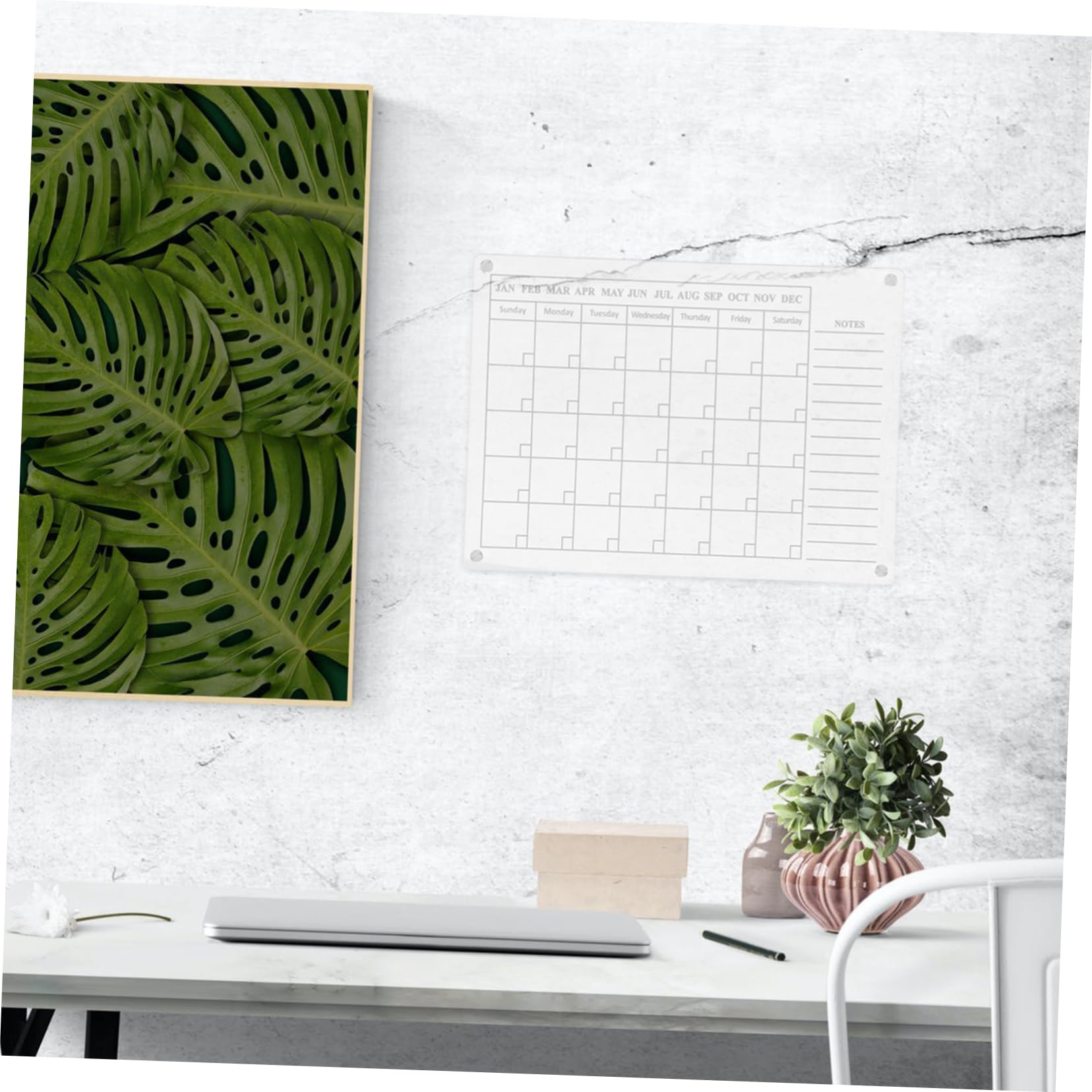 Tofficu Tableau Blanc Calendrier Magnétique en Acrylique Transparent, Format Moyen, Effaçable à Sec, Planificateur Hebdomadaire pour Réfrigérateur, Organiseur Mural pour Bureau et Maison