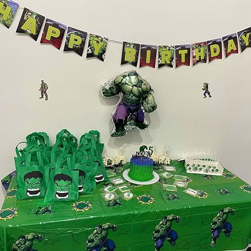 Miniatura 4 de Hbavfihnbg 20 bolsas de regalo de Hulk para fiestas de cumpleaños, bolsas de regalo reutilizables no tejidas de Hulk con asas para decoración de