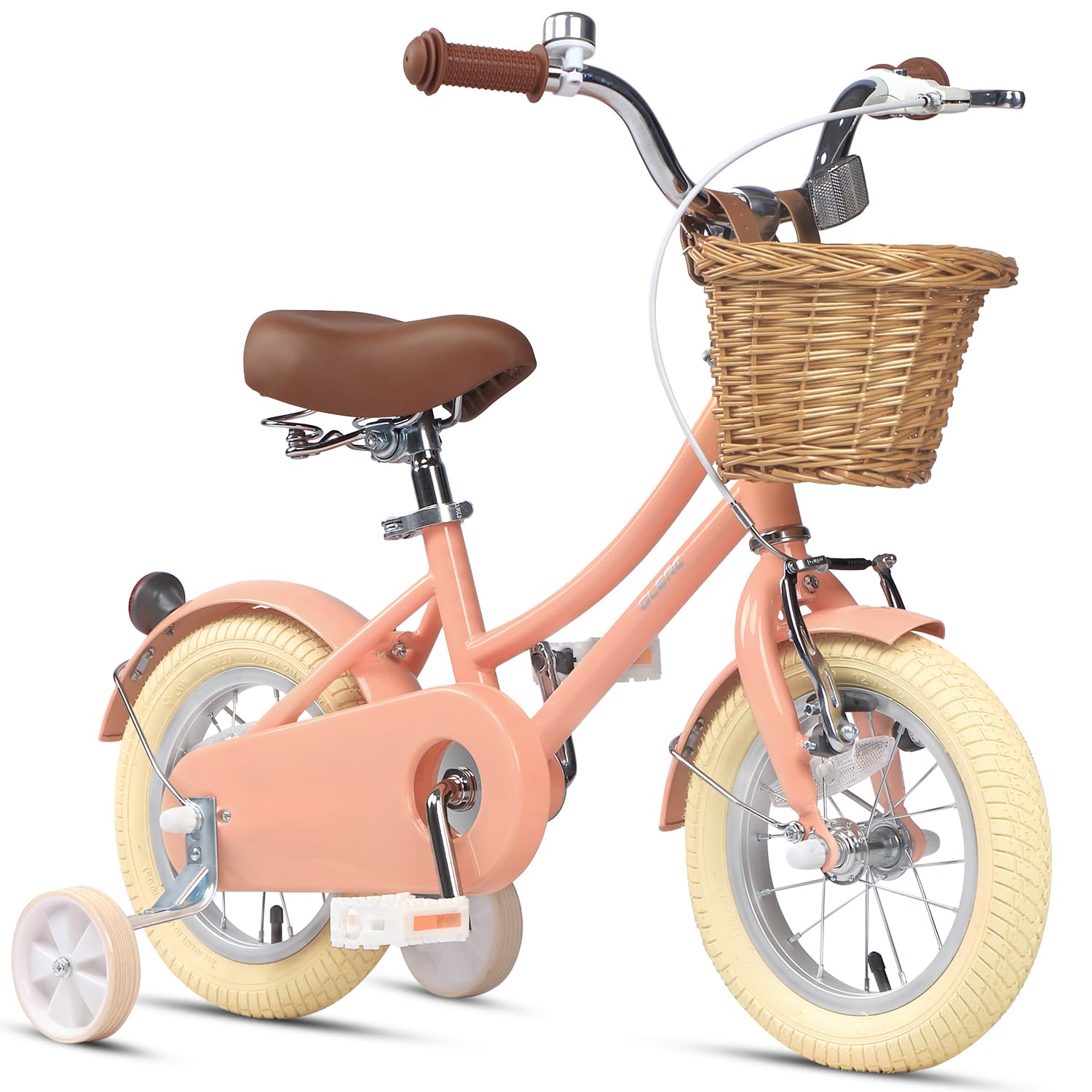 Glerc Little Molly 12-20 Inch Kids Retro Cruiser Bike for 2-13 Year Old with Wicker Basket &amp; Training Wheels/Kickstand, Multiple Colors