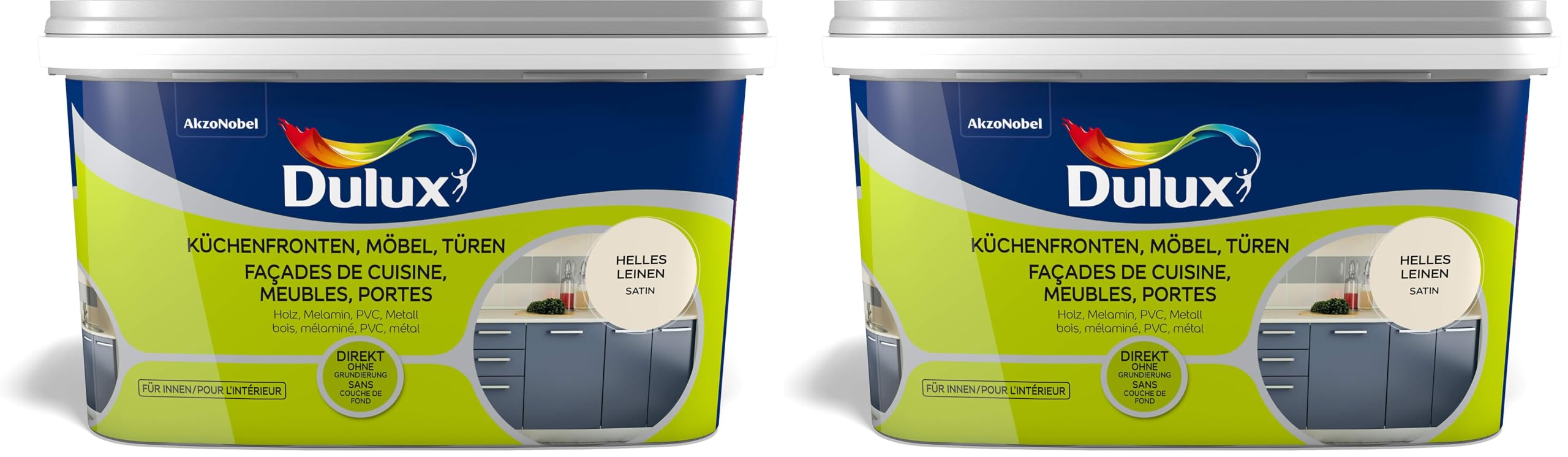 Dulux Fresh up Küchenfronten, Möbel, Türen Satin, Einfach mal neu streichen, Helles Leinen, 750 ml (Packung mit 2)