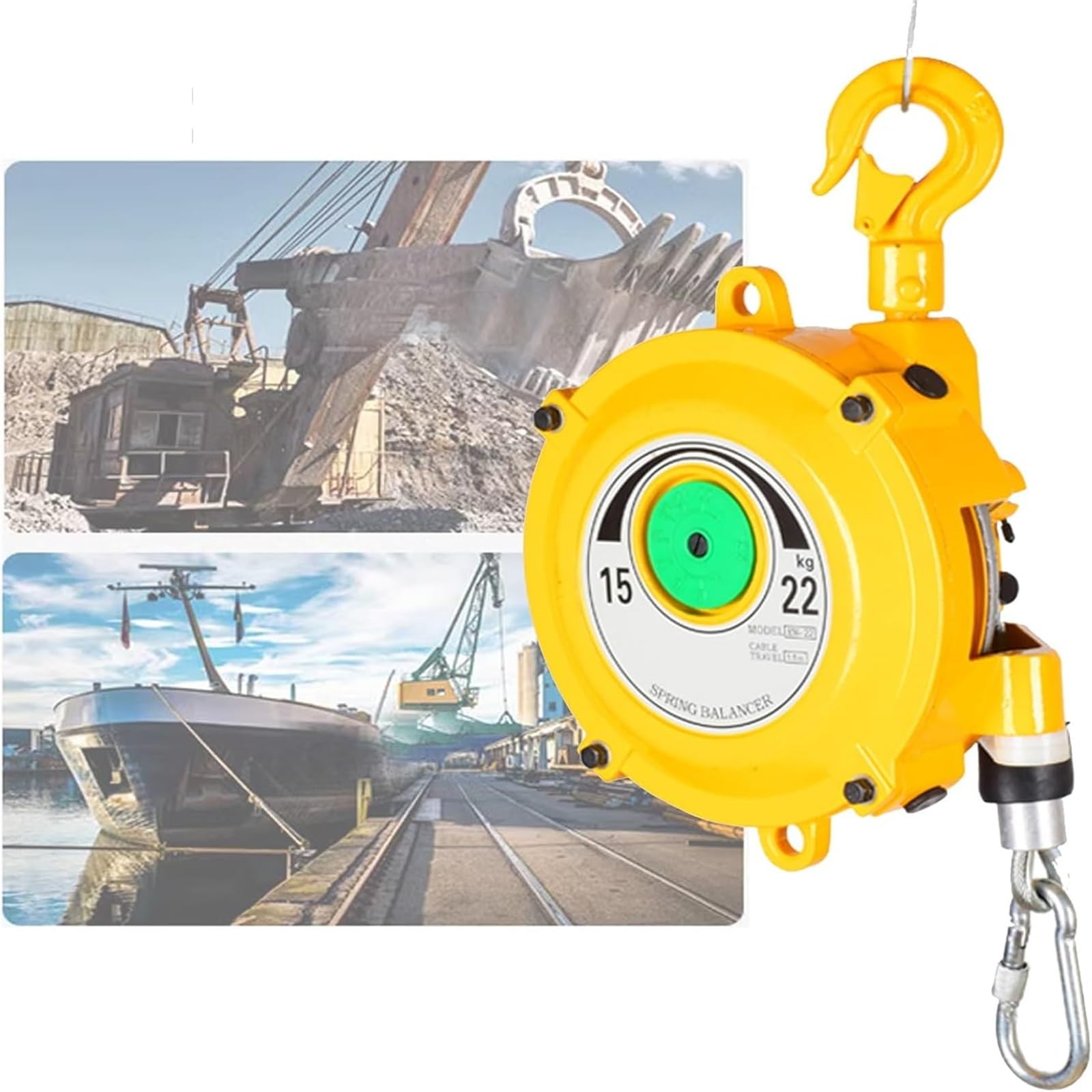 HYQOUKLR Telescopic Spring Balancer, Spring Balancer Aluminum Retractable 1.5m Wire Rope Adjustable Tension 3-200kg(22kg)
