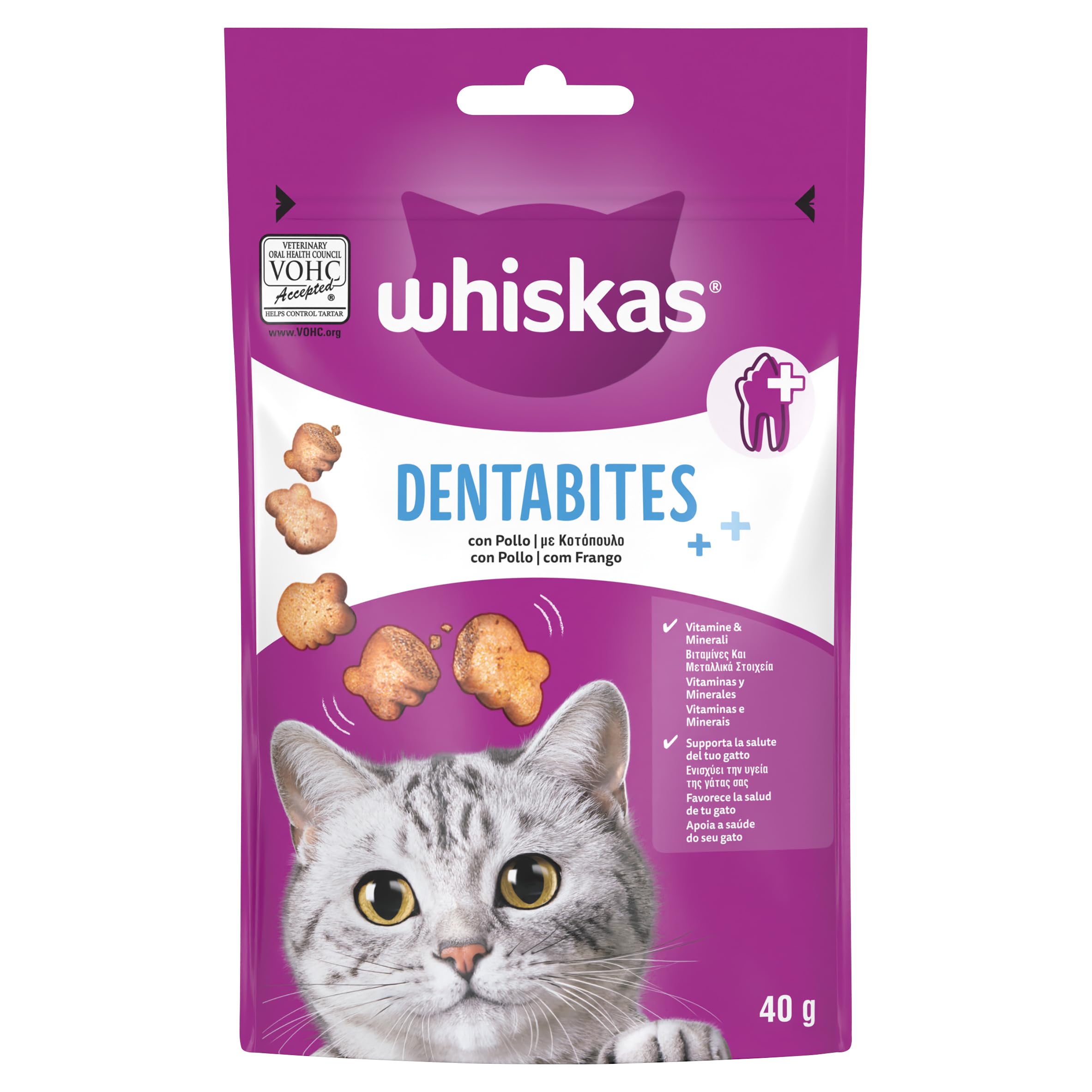 Whiskas Dentabites Snack with Chicken, 6 x 40 g