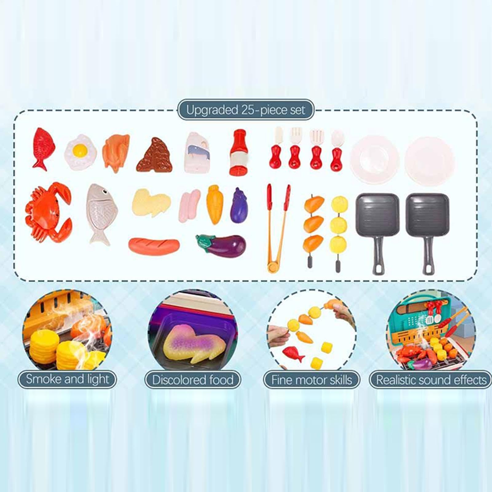 Juguete De Cocina Set De Barbacoa Juego De Barbacoa De Juguete Con Comida | Juego De Imitación De Cocina Set De Parrilla Para Exterior Para Niños Pequeños Y Niñas Pequeñas