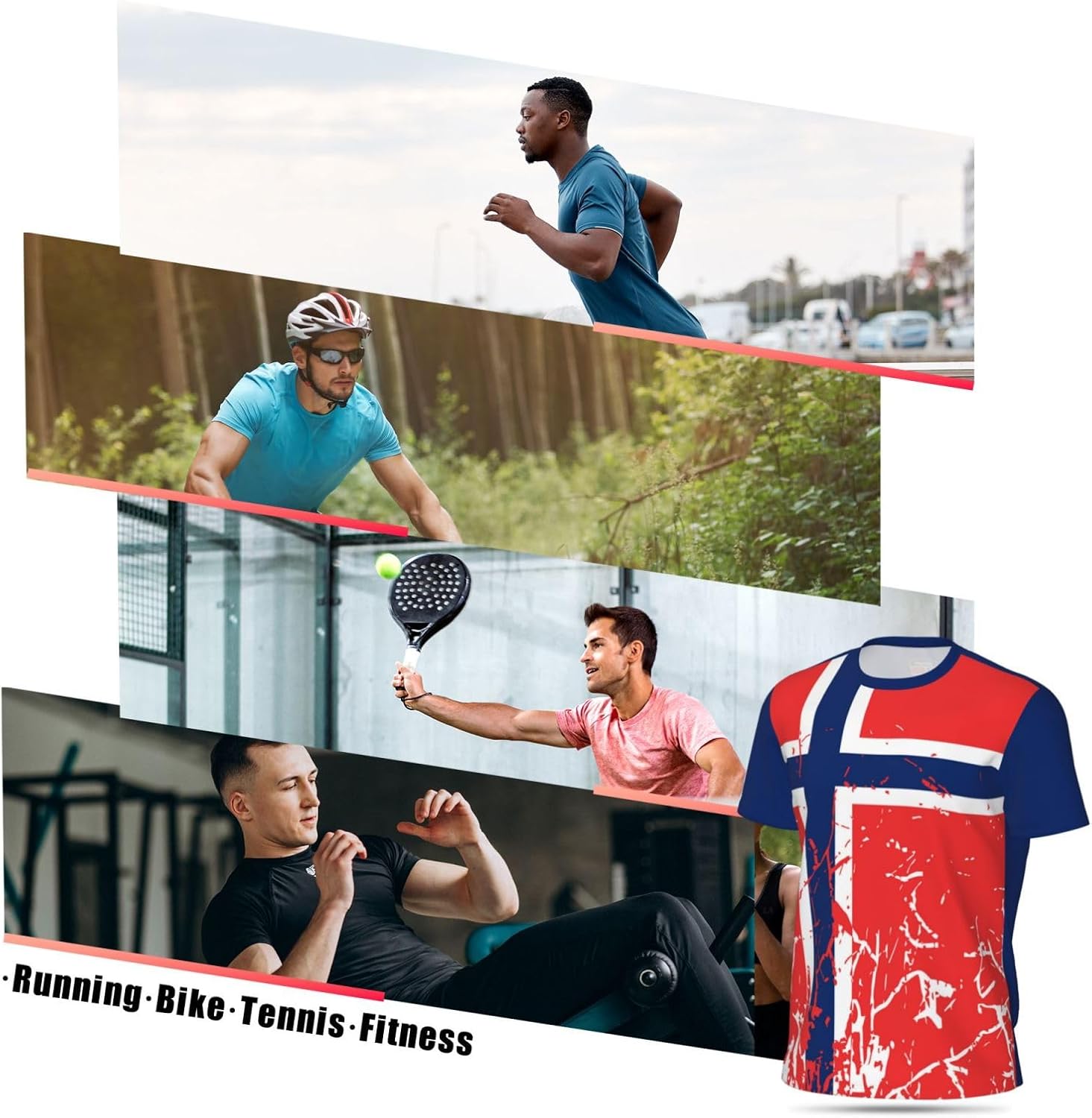 Norway Flag Grain Team Mesh T-Shirt Jerseys for Running Cycling Soccer Fans Tennis Fitness Sports