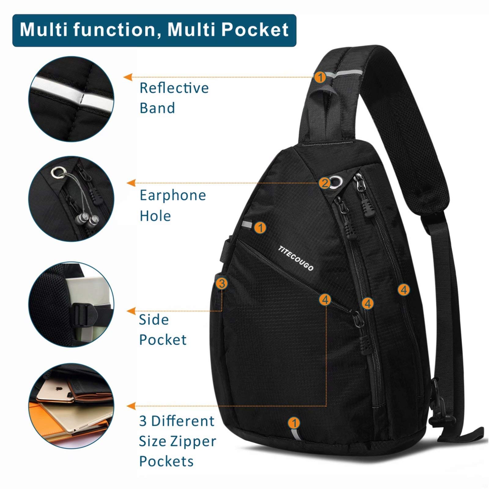 Mochila deportiva negra para hombre, 1 mochila transpirable y ligera, bolsa de hombro de cuero, paquete de día, mochila cruzada para mujeres, hombres, adolescentes, bolsa de viaje impermeable 2