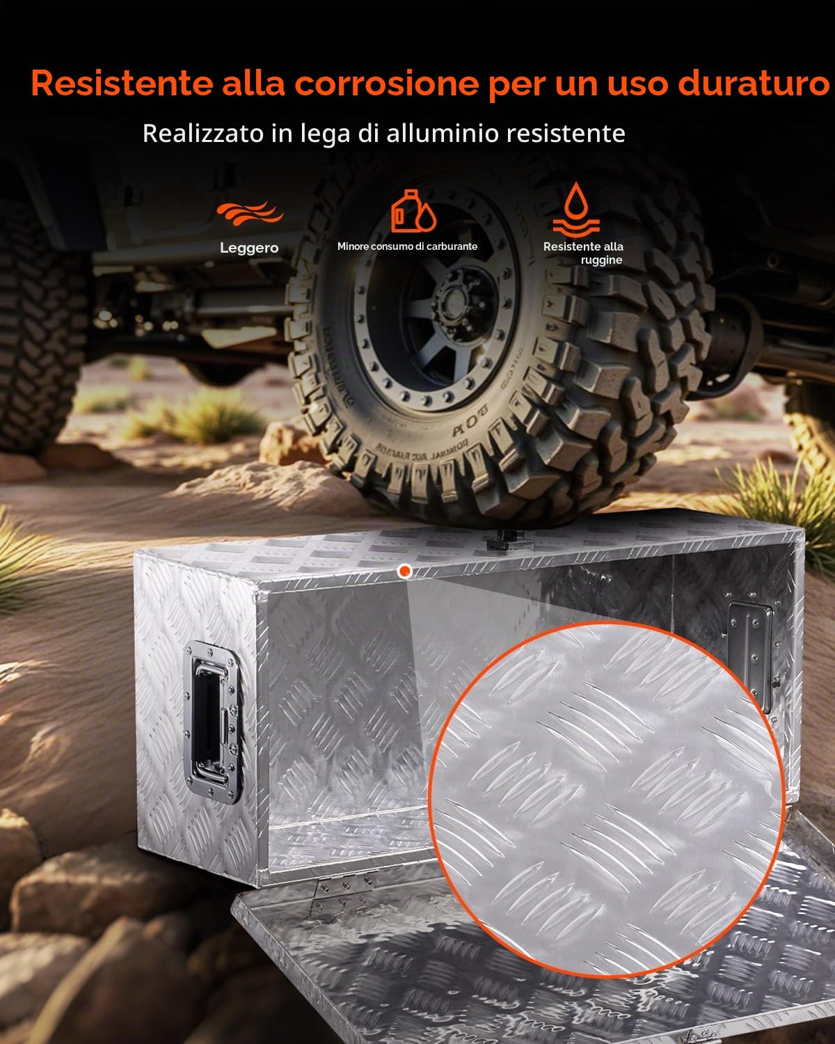 VEVOR Cassetta Portautensili Struttura in Alluminio per Cassone di Camion, con Maniglia Laterale e Chiavi di Blocco, Organizzatore per Rimorchi, Camper, 76,2 x 330,2 x 243,84 mm, Argento