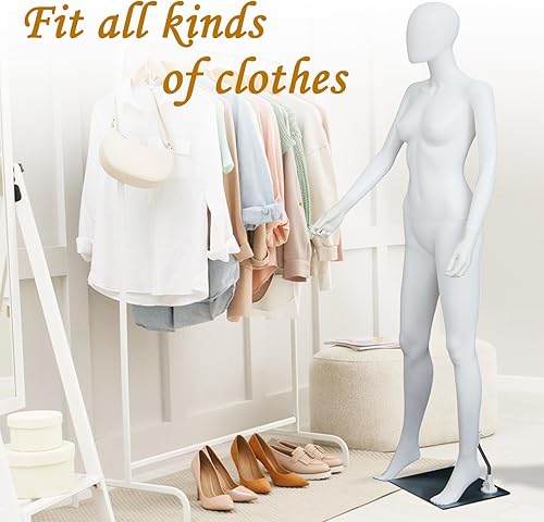 Miniatura 5 de Kinfant Maniquí de cuerpo completo para mujer, soporte de maniquí desmontable de 6 pies con base de metal, modelo de vestido ajustable para tienda