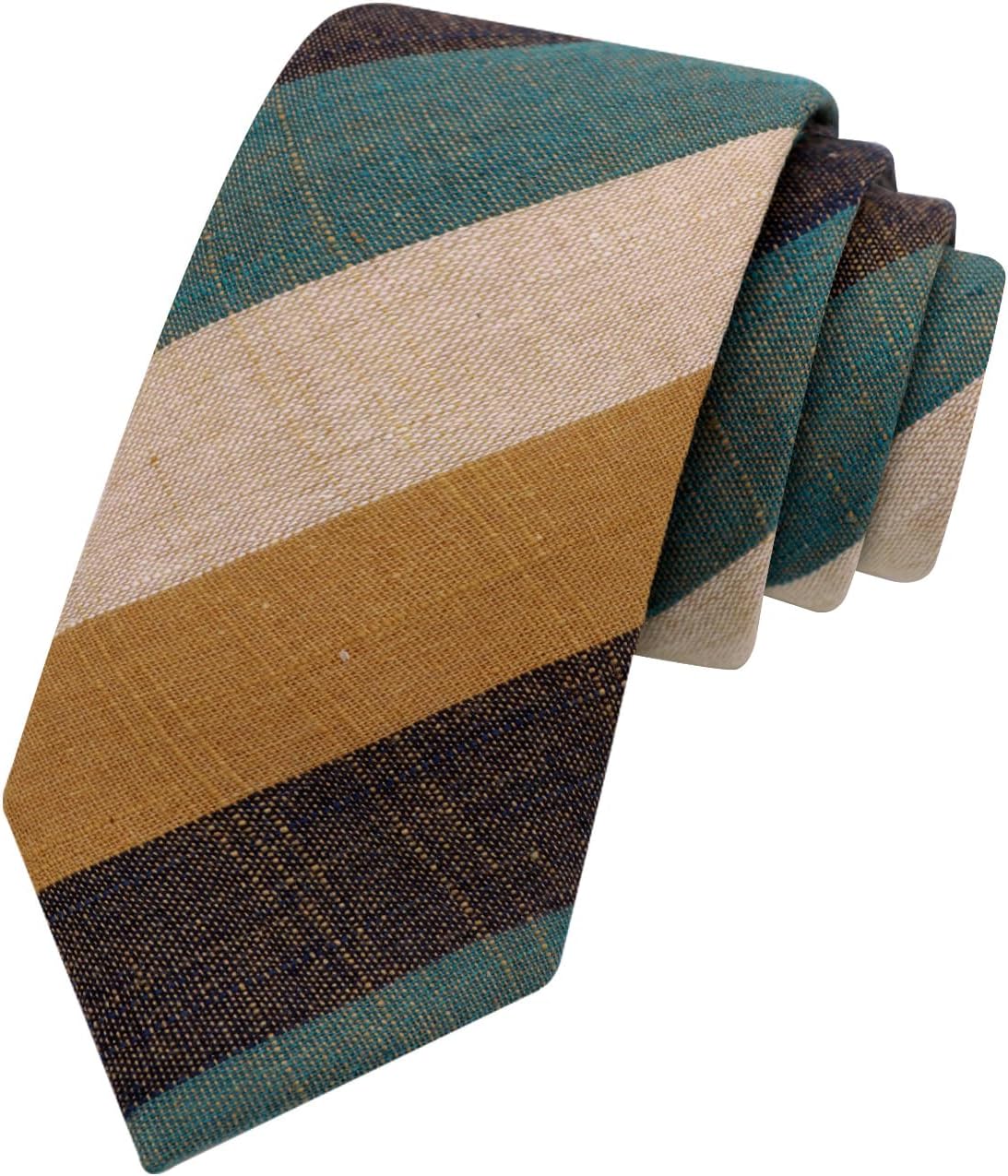 Ties for Men, Striped Mens Tie Cotton Skinny Tie for Men Formal Neckties for Wedding/Business/Casual