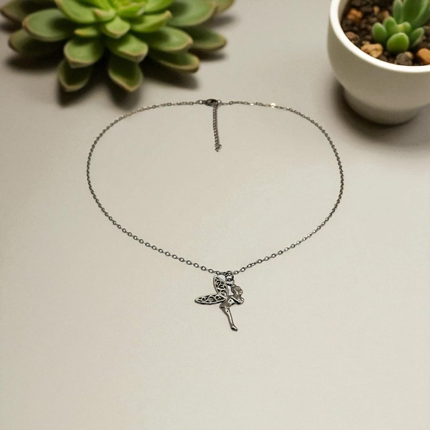 Fairy Pendant Necklace, Silver Stainless Steel Chain, Delicate Dancing Ballet Design, Dainty Charm Jewelry - Image 6