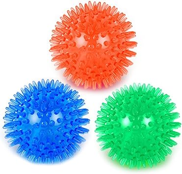 Orgrimmar 3 Pcs 3.5" Dog Squeaky Chewing Balls Pet Soft Cleaning Teeth Toys | Dogs Spiky Balls with High Bounce for Small Medium Large Pet Dog Toys