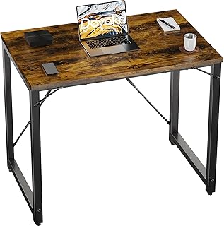 Devoko Bureau d'ordinateur, Table, Petits Bureaux d'étude 80 x 50 x 75 cm pour Les Petits Espaces, Poste de Travail, Bureau et Travail à Domicile, Cadre en Métal, Marron Rustique