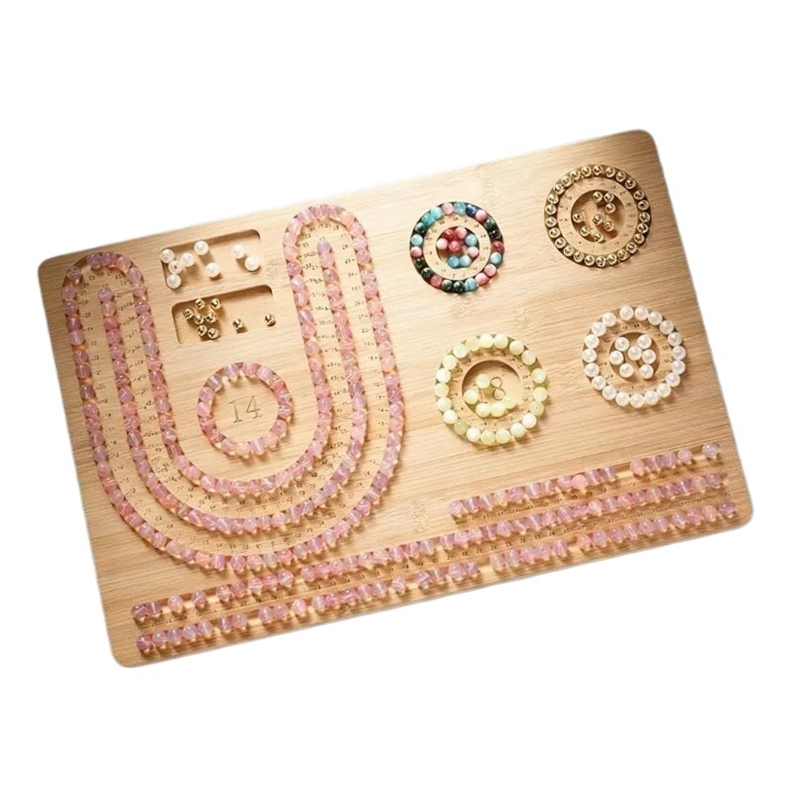 Bead Board Wooden Bead Board with Measuring Grid Jewelry Tray for DIY Bracelet Making Craft Organization Display(Color3)