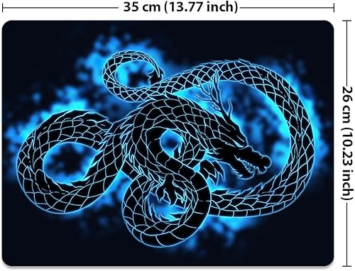 Miniatura 2 de Alfombrilla de mouse rectangular antideslizante de tamaño extra grande (XL) WIRESTER Black Dragon Blue Glow para el hogar, la oficina y el