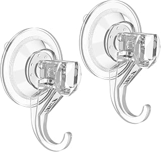 VIS'V Heavy Duty Clear Suction Cup Hooks for Shower - Removable Reusable Small Hooks, Holds 6.6 lbs, 2 Pack