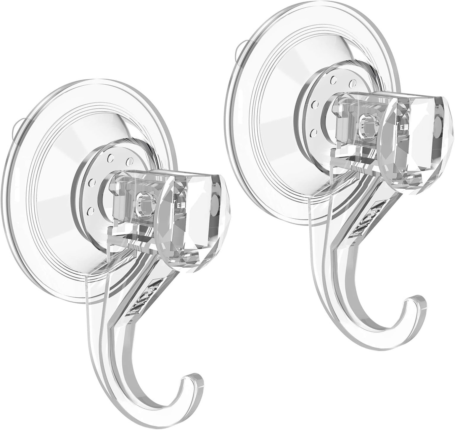 VIS'V Suction Cup Hooks, Small Shower Suction Hooks, Heavy Duty, Removable and Reusable, Clear, 2 Pcs