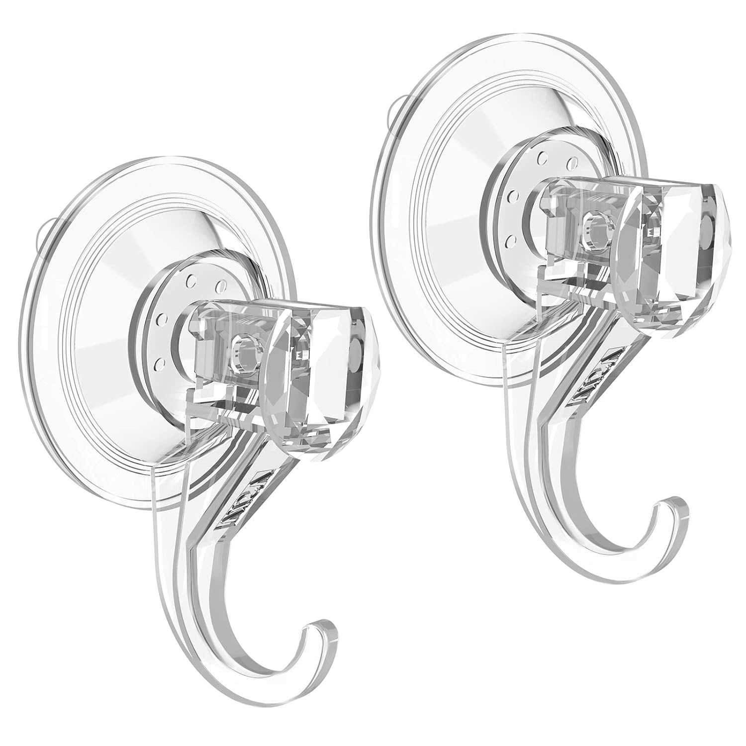 VISV Suction Cup Hooks Small Shower Suction Hooks Heavy Duty Removable and Reusable Clear 2 Pcs