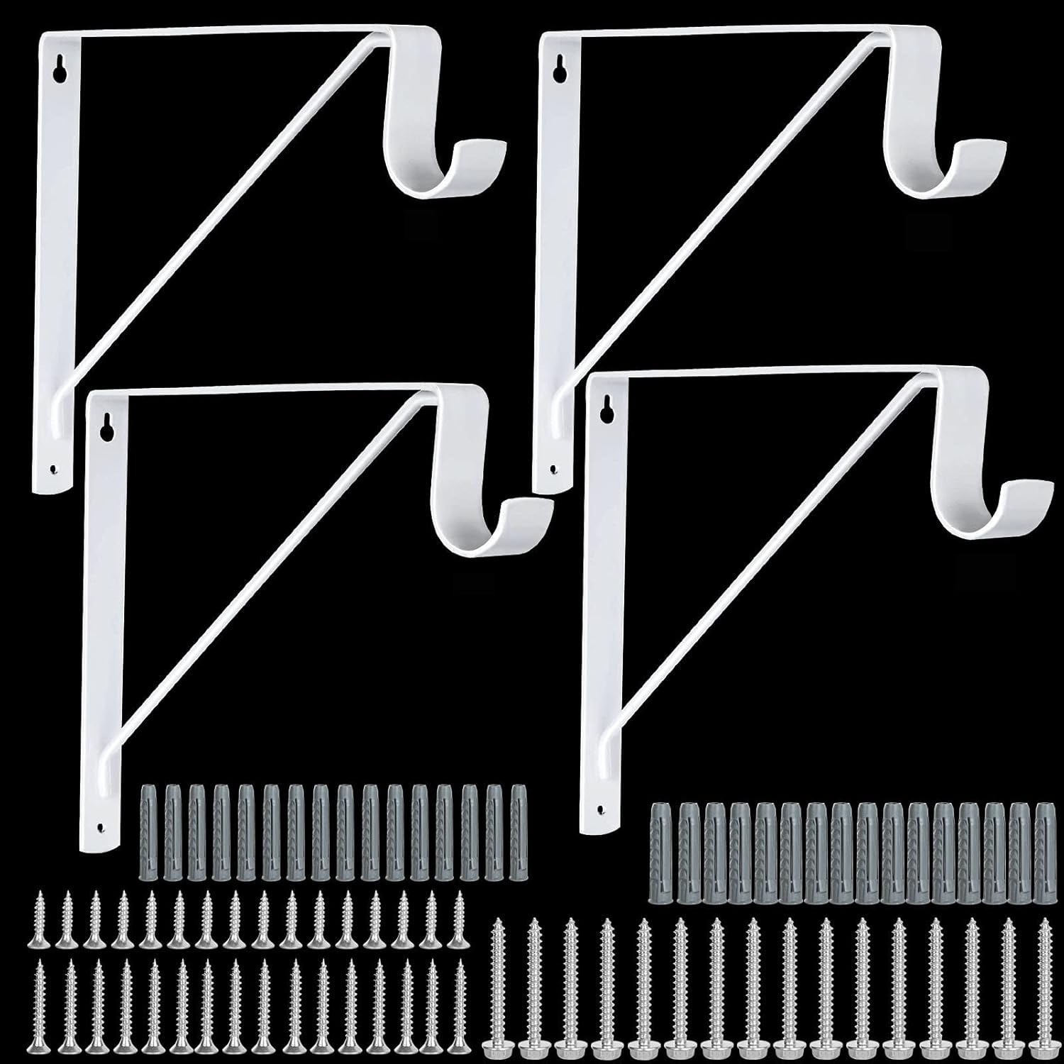 ABuff 4 Pack Heavy Duty Closet Shelf Bracket with Rod