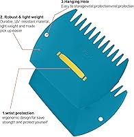 Vista 5 de mobitel Rastrillos de mano con agarrador de hojas para recoger hojas de patio, césped, basura, hierba, recortes, azul y amarillo