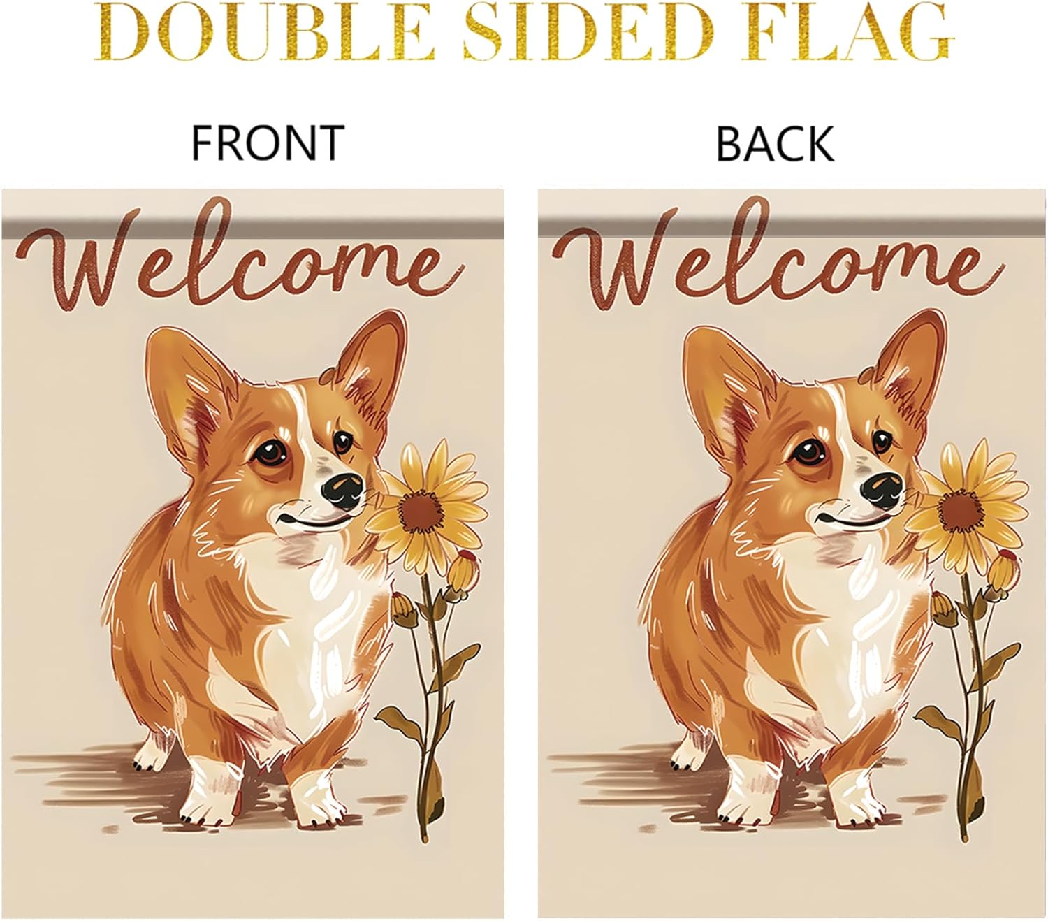Spring Sunflower Corgi Garden Flag Floral Dog Garden Flag 12×18 Inch Double Sided Farmhouse Welcome Yard Flag Spring Summer Seasonal Outdoor Lawn Decor - Image 8