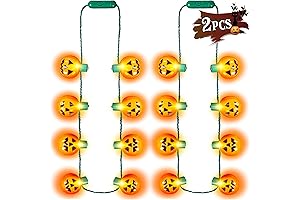 Halloween Necklace Lights - Shindel 2PCS Pumpkin Light Up Necklaces